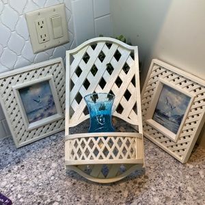 Nautical beach scene Vintage plastic decor coastal white seagull photo